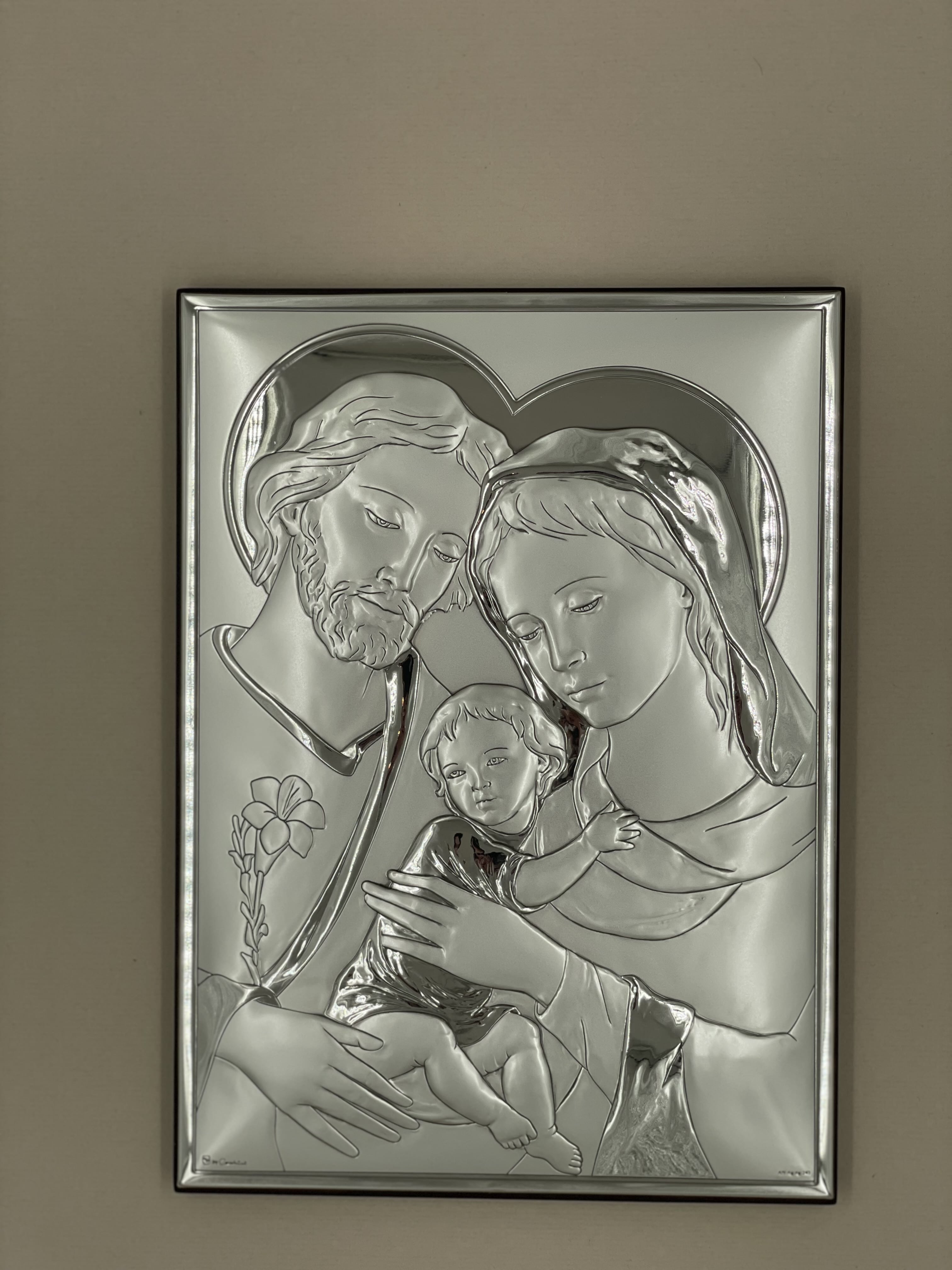 Срібна ікона Свята Сімʼя (С790В 2880) 19*26,5 см