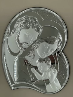 Срібна ікона Свята Родина (код АЕ 0713 4S) 24*29,5 см