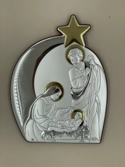 Срібна ікона Різдво Христове (С737D828 O) 16*22 см