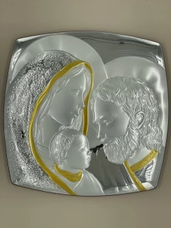 Срібна ікона «Свята Родина» (код 4705/36D) 36*36 см