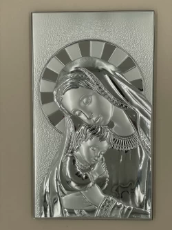Срібна ікона Матір Божа з Ісусиком (35G35412) 23*37 см