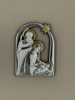 Срібна ікона Різдво Христове (С738D739 O) 10*15 см