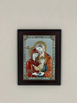 Срібна ікона Свята Родина (PD 257) 13,5*17,5 см