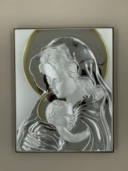 Срібна ікона Матір Божа з Ісусиком (код 453132) 22*27,5 см