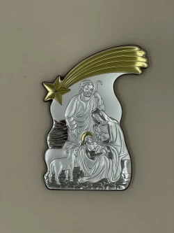 Срібна ікона Різдво Христове (С737D824 O) 16*22 см