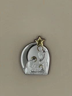 Срібна ікона Різдво Христове (С801D1433 O) 7*10 см