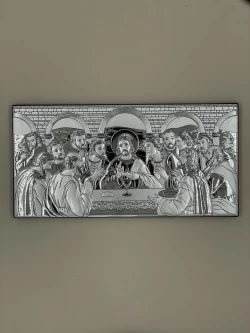 Ікона срібна Тайна вечеря (код АЕ 0290 3S) 16*32 см