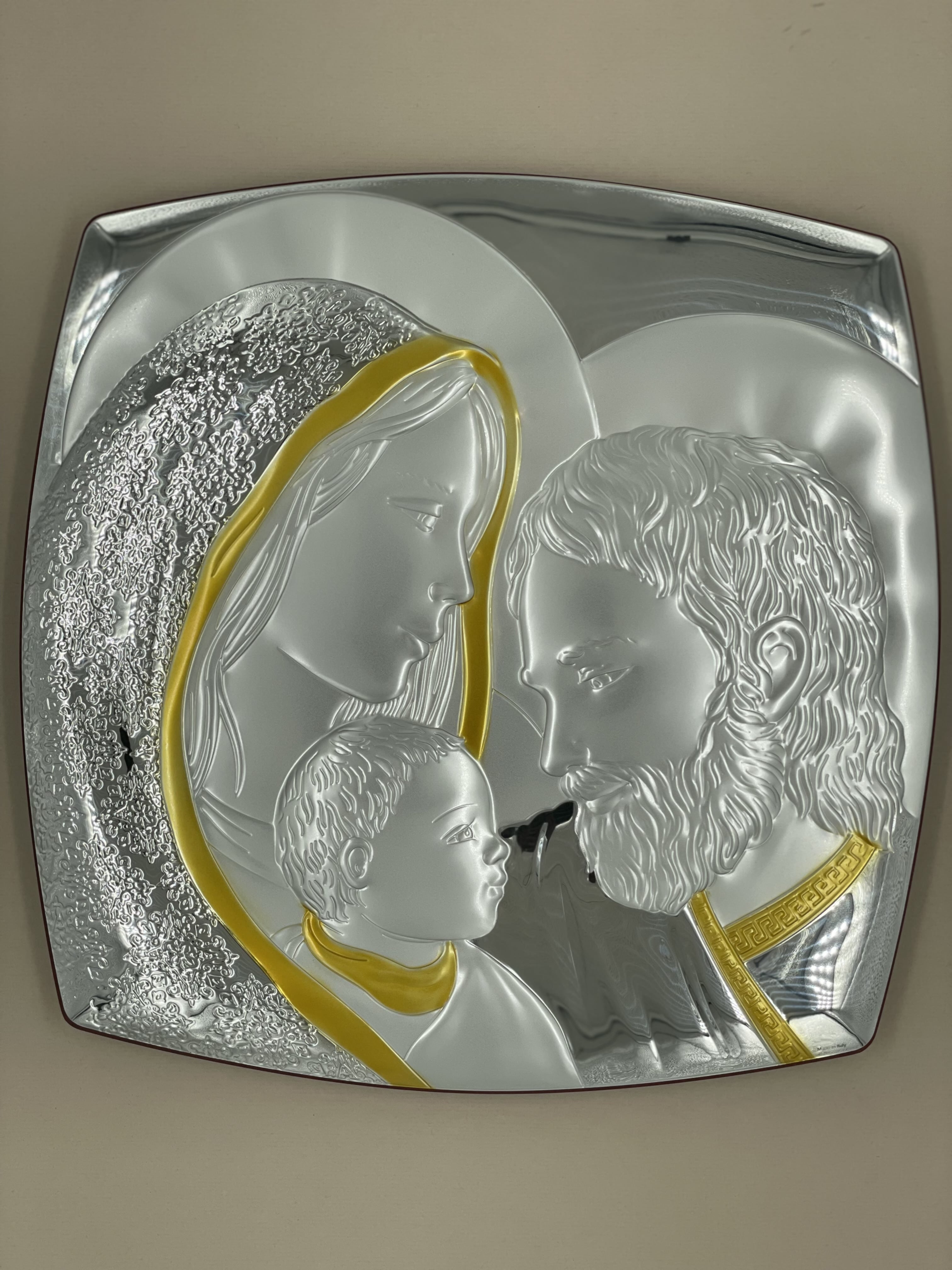 Срібна ікона «Свята Родина» (код 4705/36D) 36*36 см